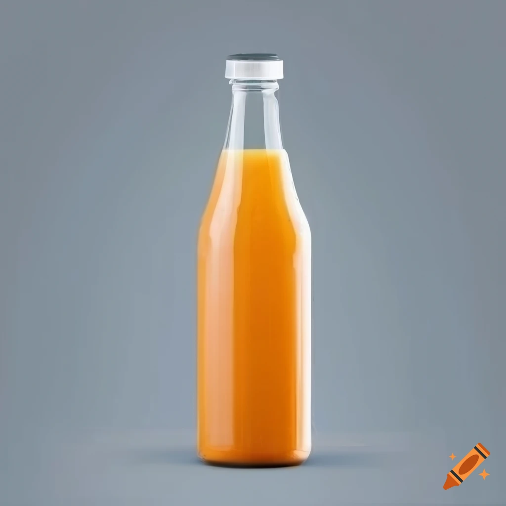 Bottle of juice on gray background
