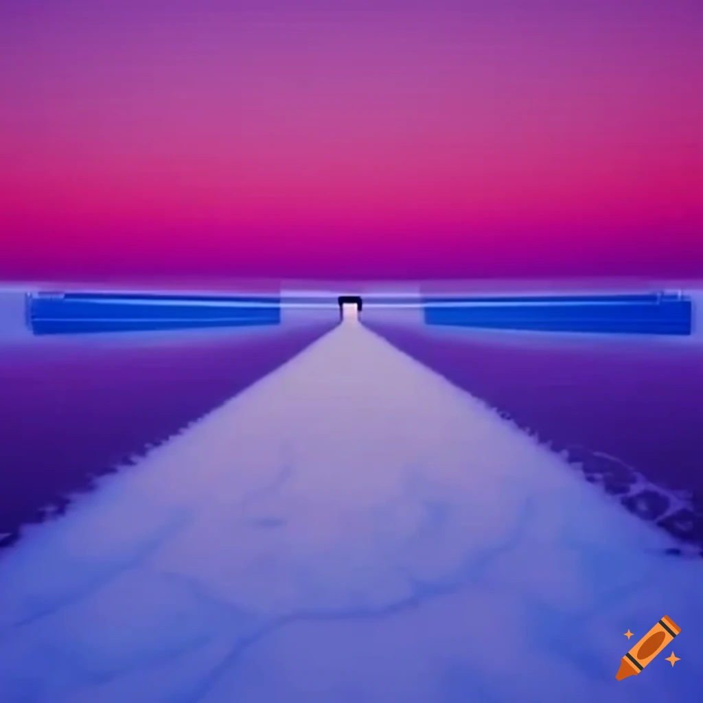 Fractal salt flats with retrowave aesthetic in a liminal space
