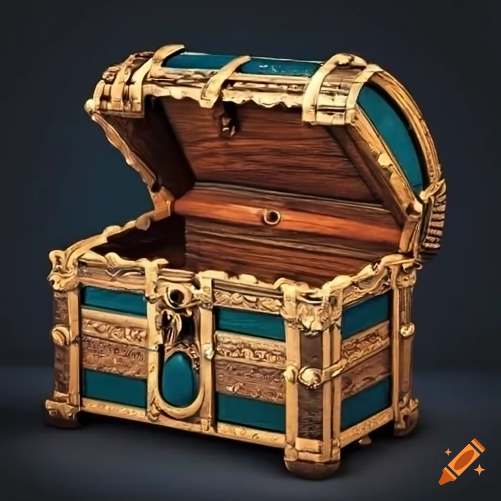 Highdetail treasure chest on Craiyon