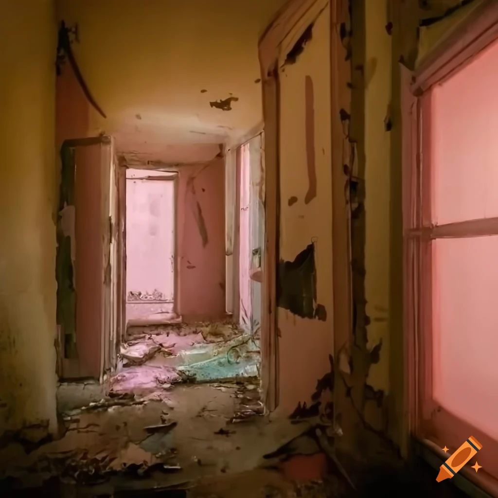 Abandoned laundry room with flooded furnaces and narrow windows