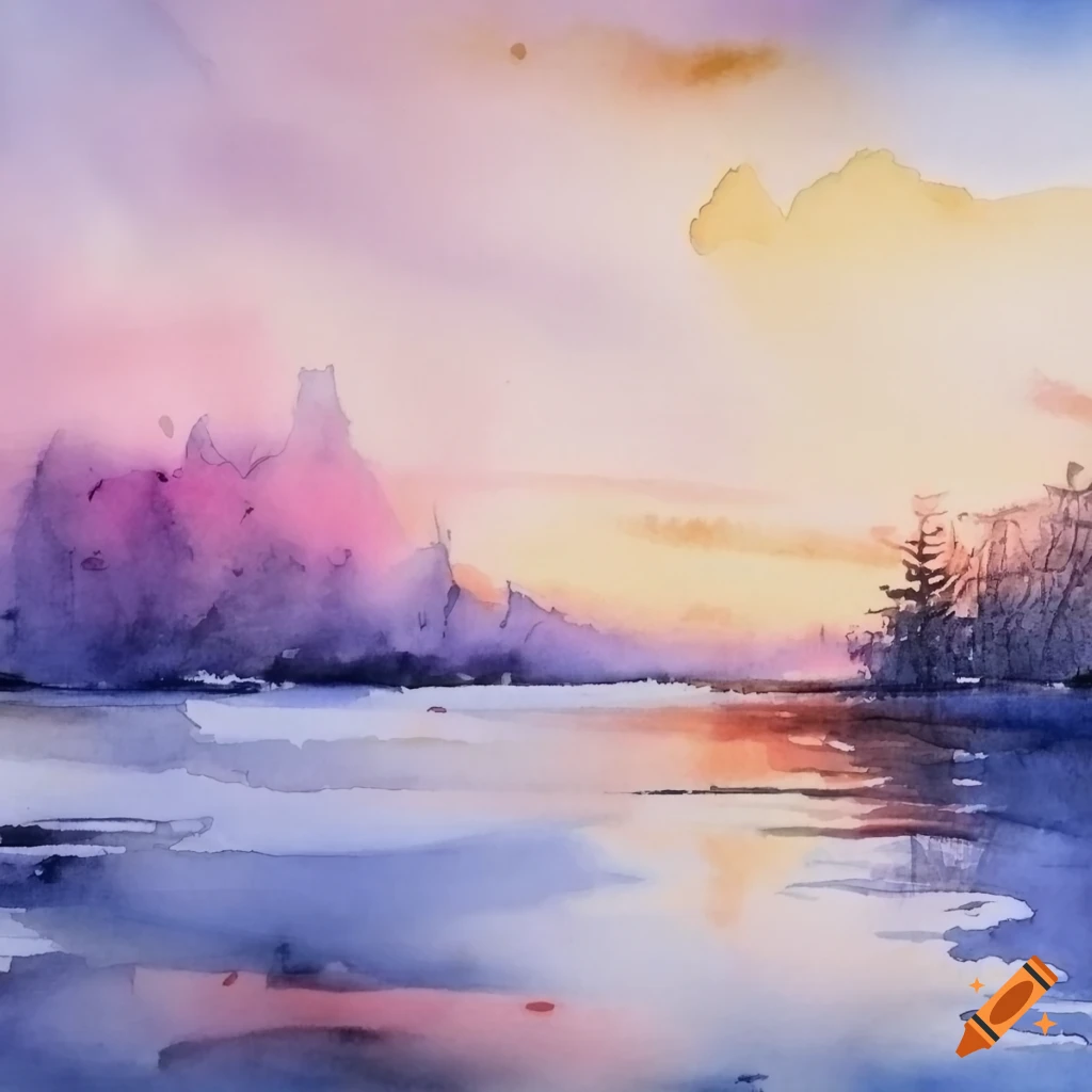 Watercolor landscapes on Craiyon