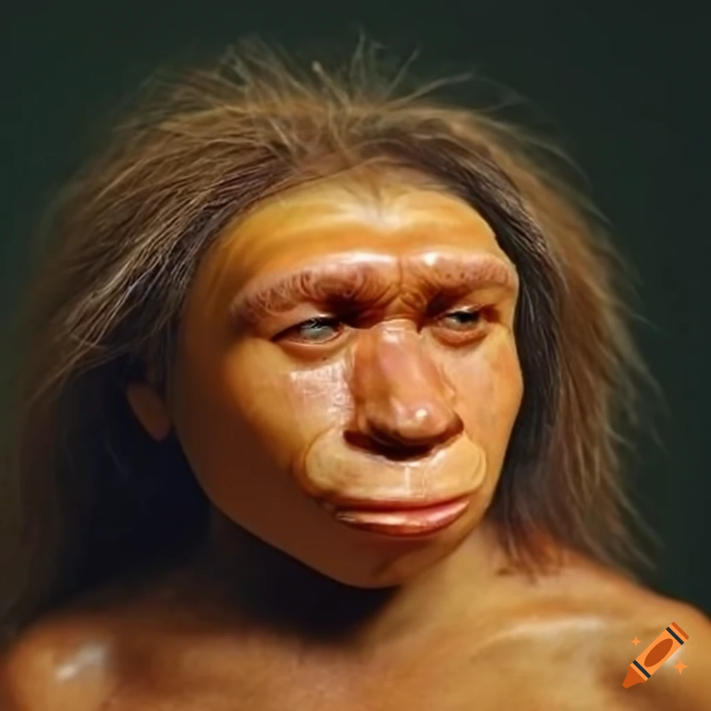 A depiction of a female Neanderthal
