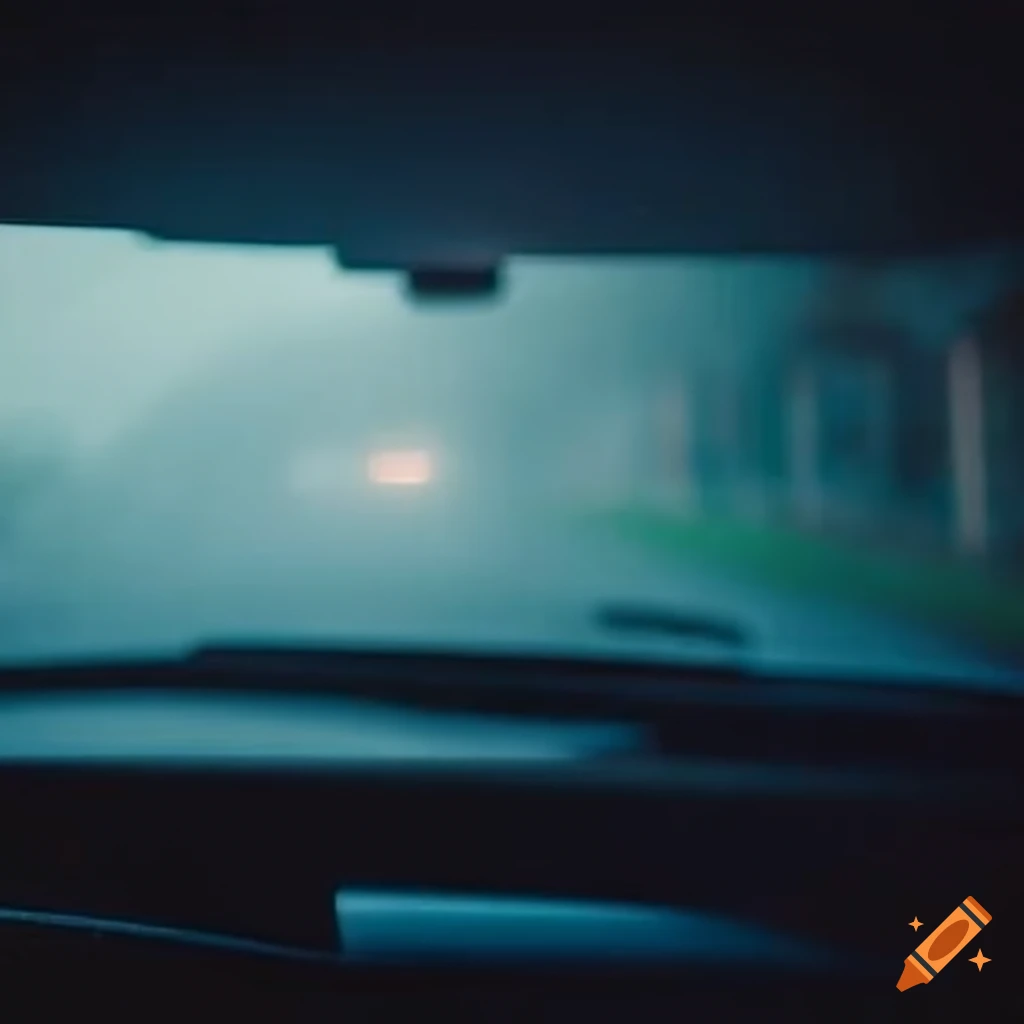 Foggy windshield in a car on Craiyon