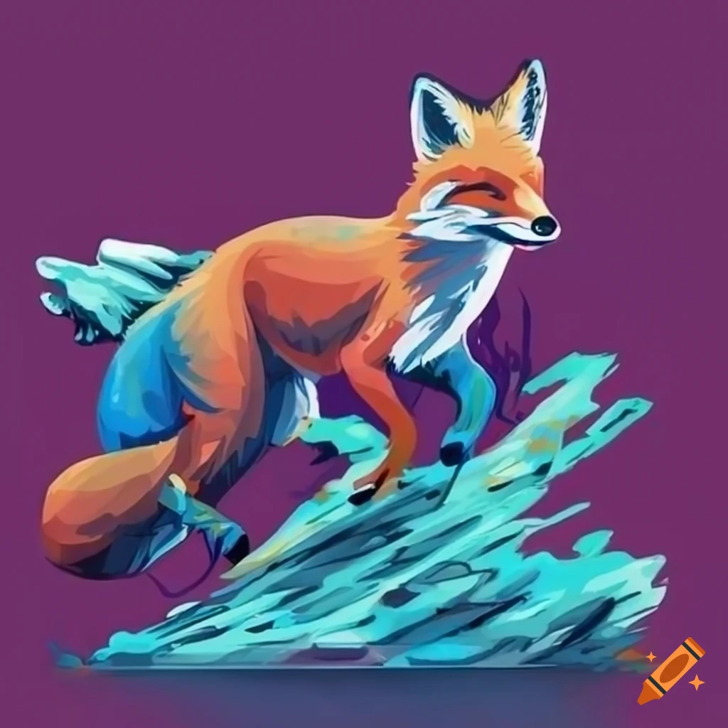 Colorful fox running with graffiti style on Craiyon