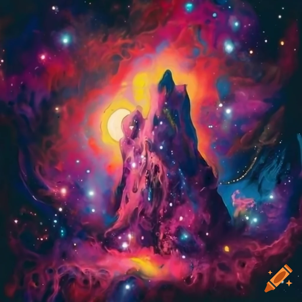 Pillars of Creation nebula in graffiti art style