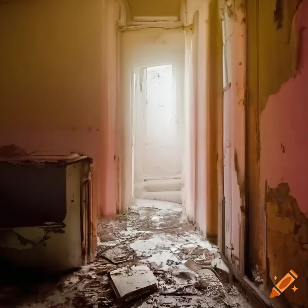 Abandoned laundry room with flooded furnaces and narrow windows