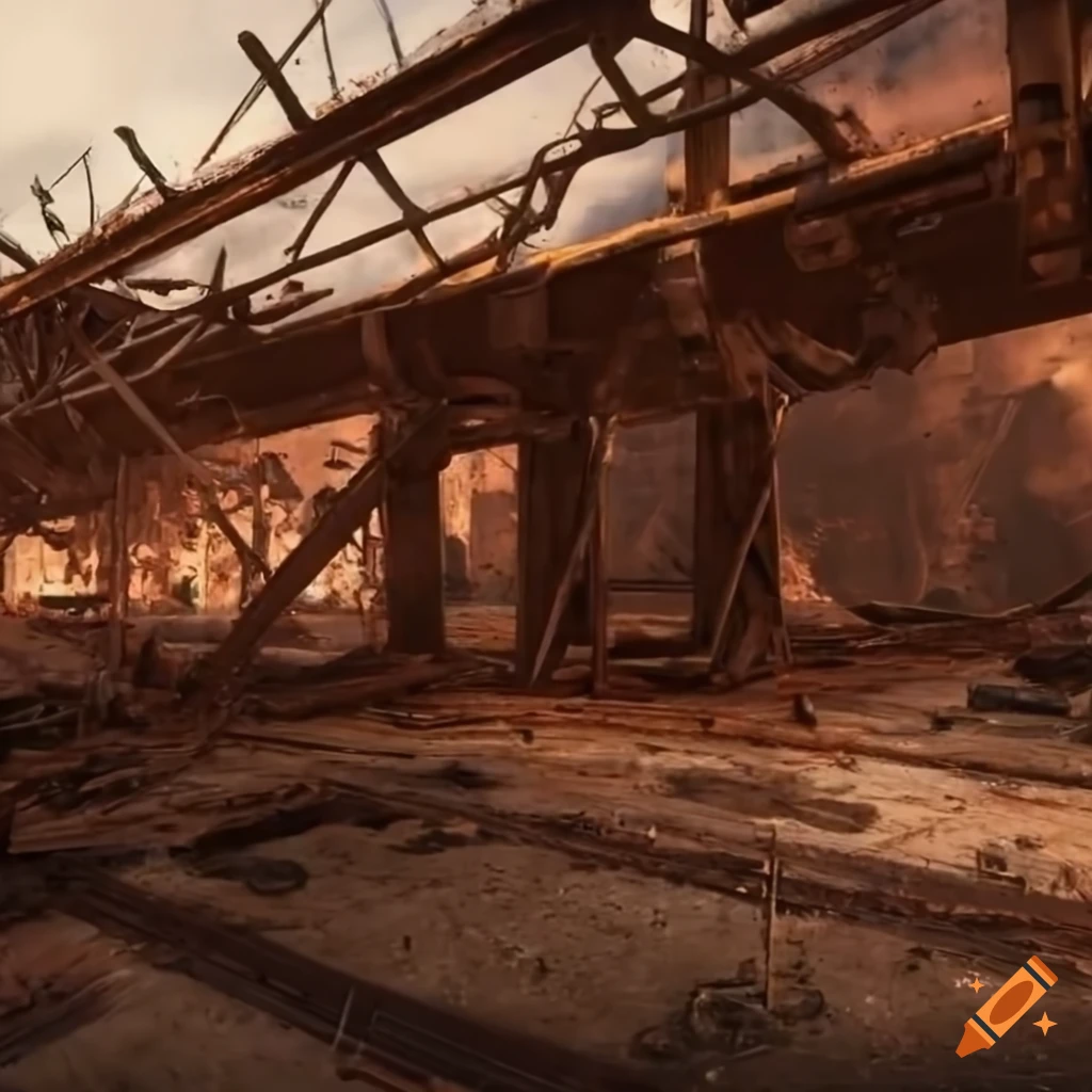Rusty complex construction in a sci-fi setting on Craiyon