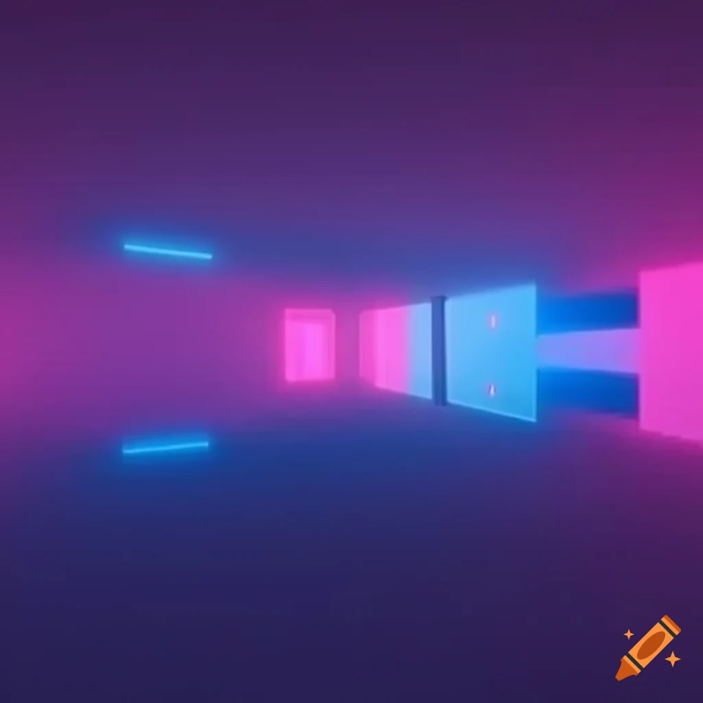 Fractal salt flats with retrowave aesthetic in a liminal space
