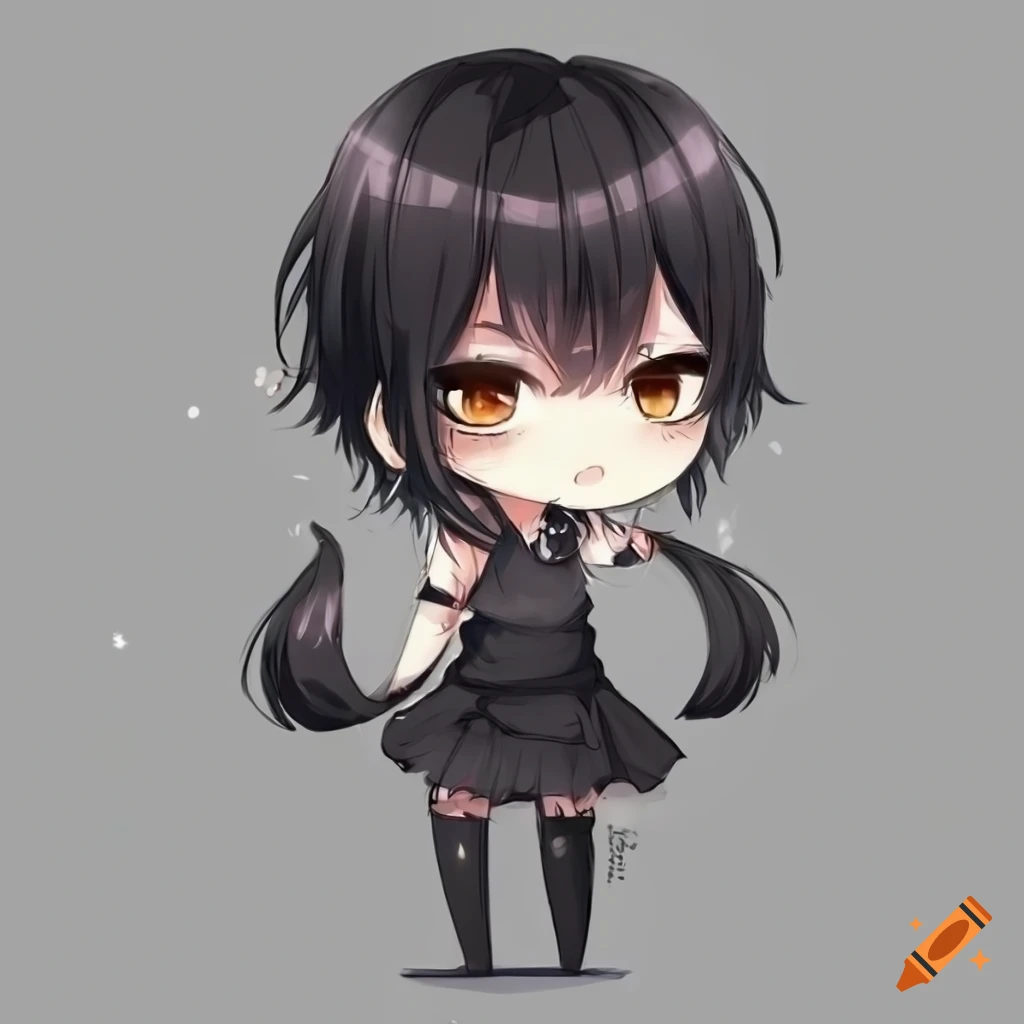 Femboy anime chibi with black hair on Craiyon
