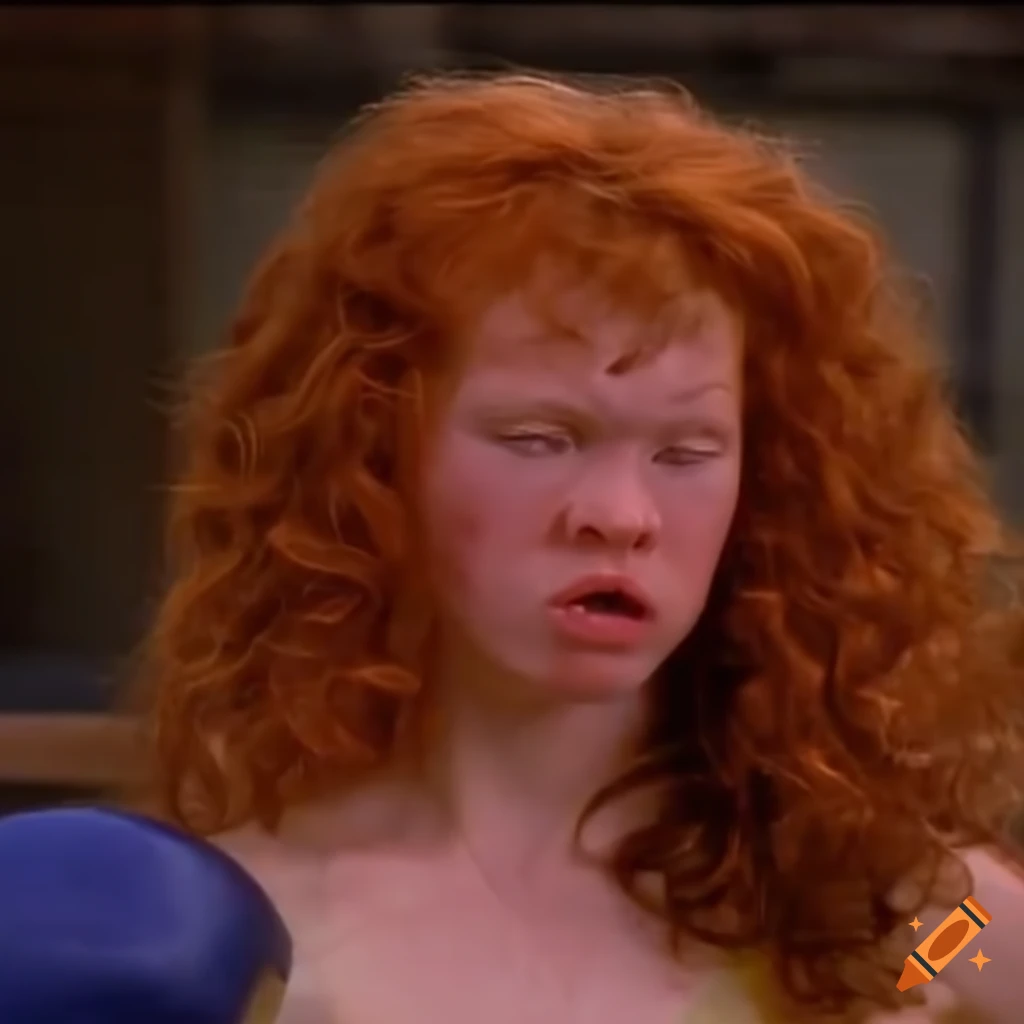 90s tv show fight scene with bruised ginger girl martial arts fighter