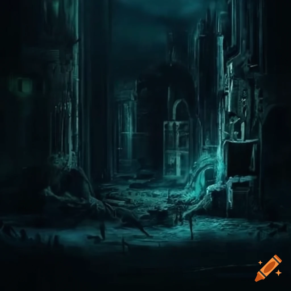 Technological ruins in a dark wasteland