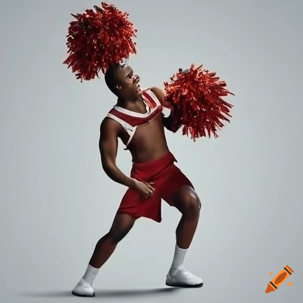 Male cheerleader in a black uniform on Craiyon