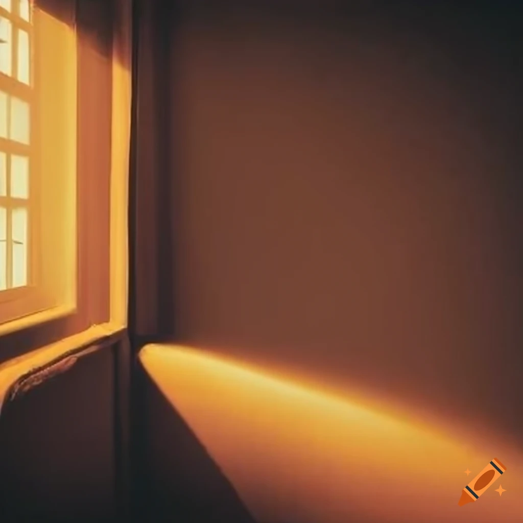 Dusty house window illuminated by morning light