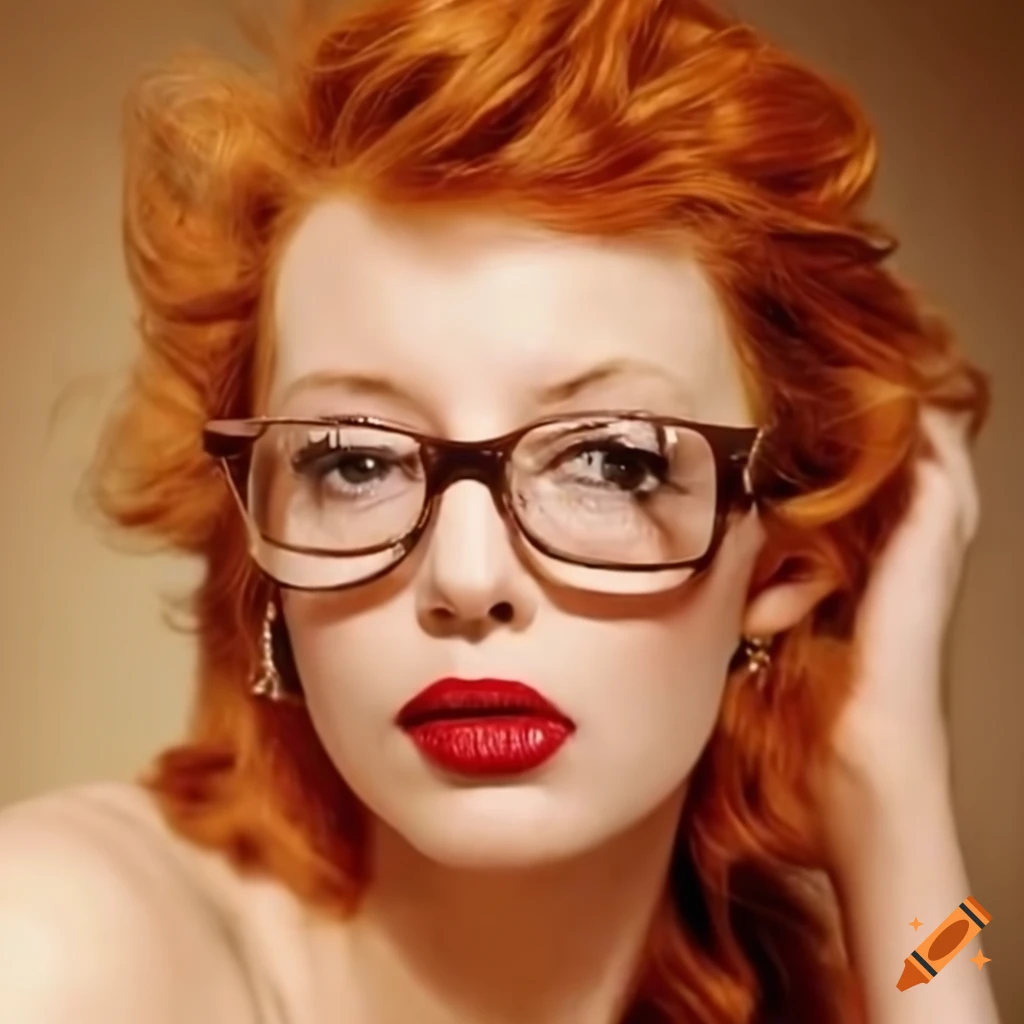 Portrait of young woman with spiky ginger hair and glasses in dramatic lighting