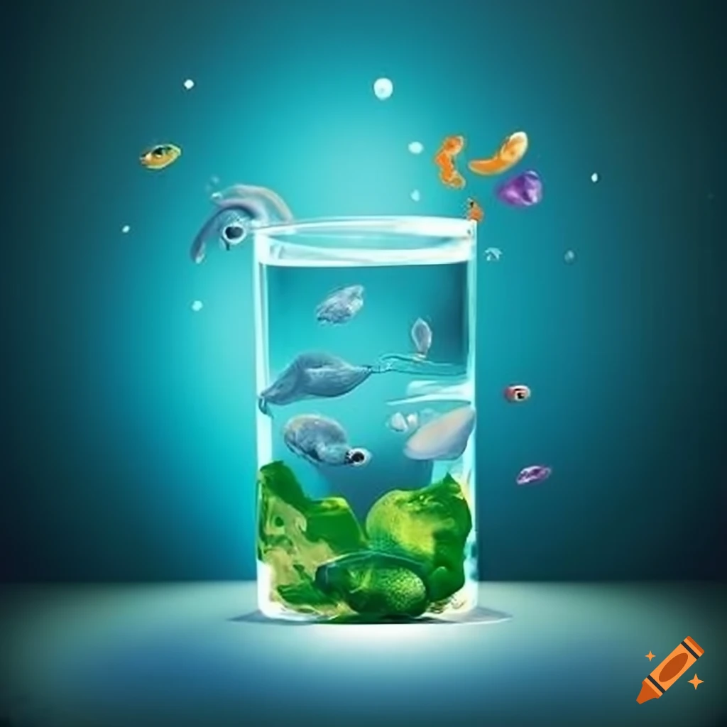 Illustration showing algae purifying water for marine animals