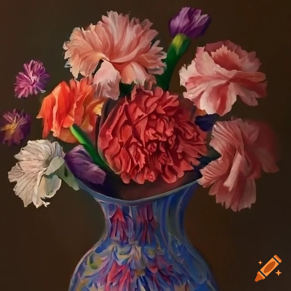 Bouquet of carnation, iris, and tulip flowers