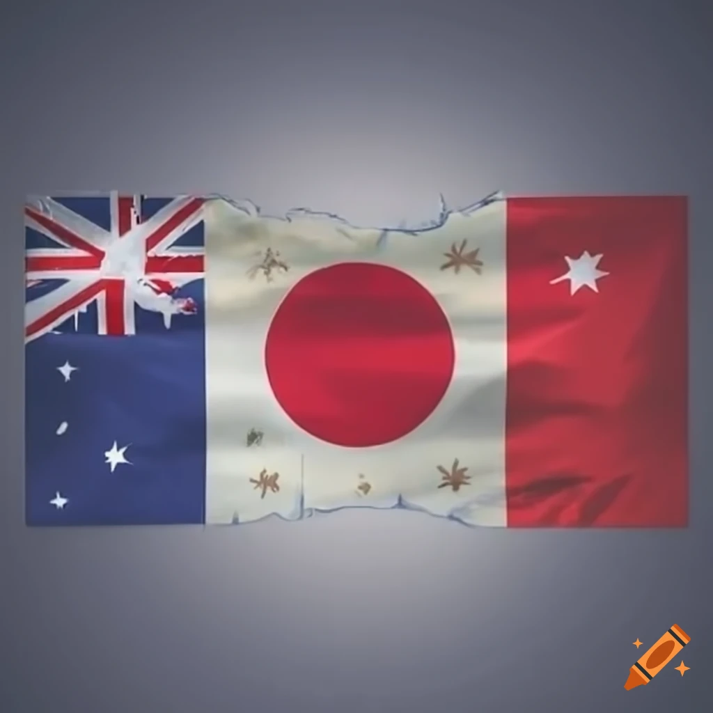 Japanese, chinese, and australian flag components on Craiyon