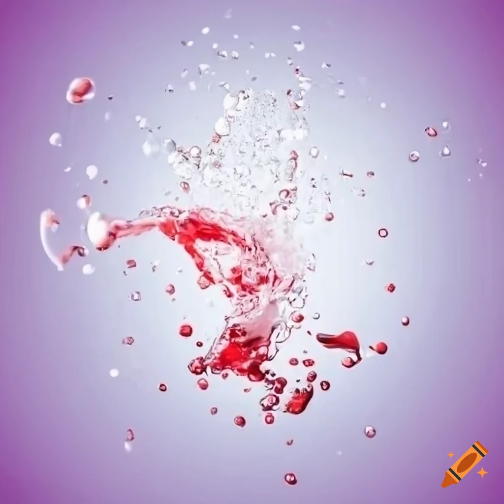 Innovative white background with liquid white fireworks under water and splashing red