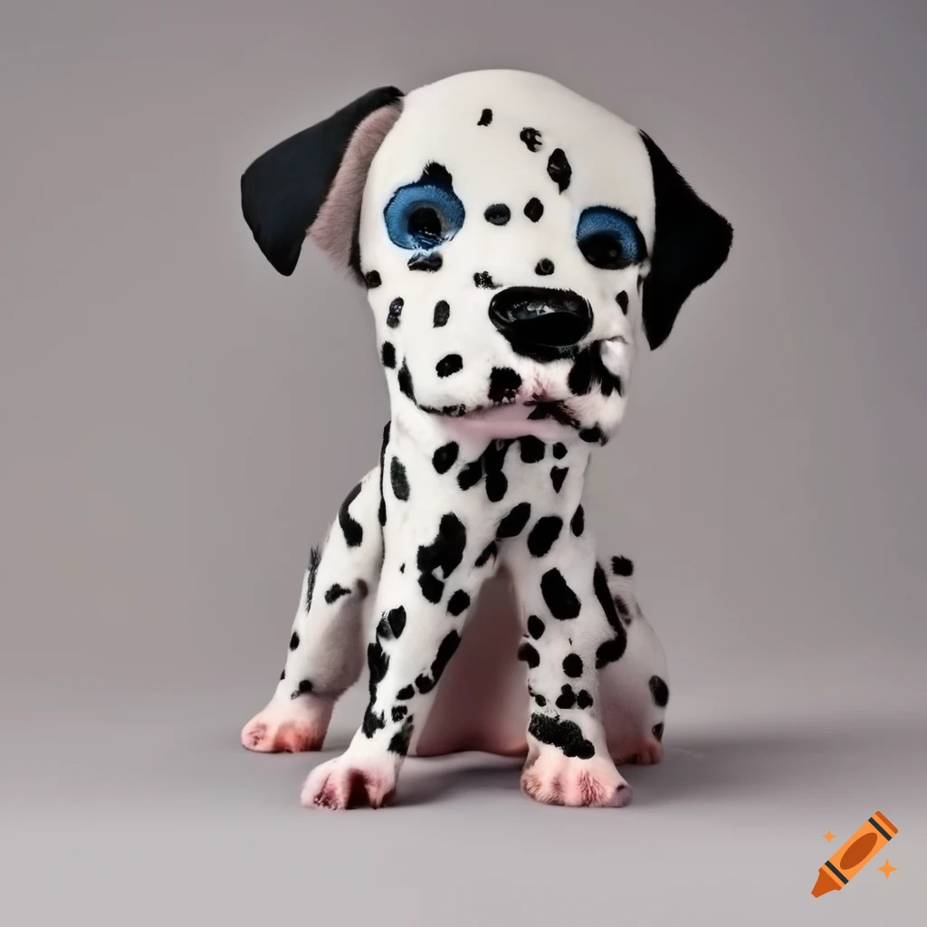 Herd of running dalmation puppies made of felt in claymation style