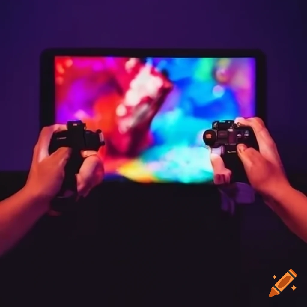 Person using social media, playing video games, watching tv, and eating