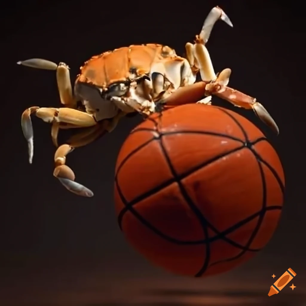Crab playing basketball on Craiyon