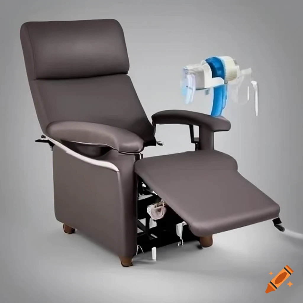 Reclining chair for patient dialysis with dialysis machine