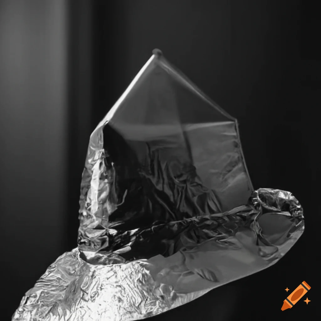 Person putting on a tin foil hat on Craiyon