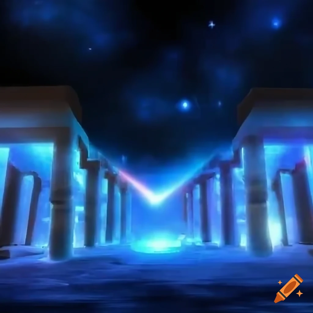 White light emanating from the Ramesseum temple in a space setting
