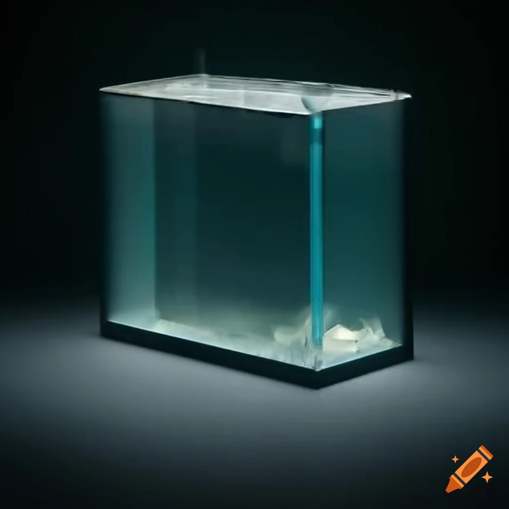 Transparent tank with crystal disc at the bottom