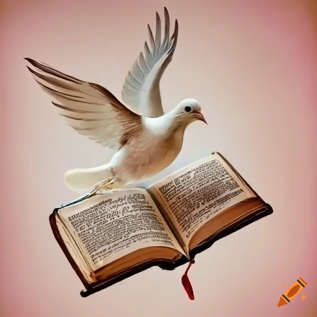 Holy dove perched on a Bible