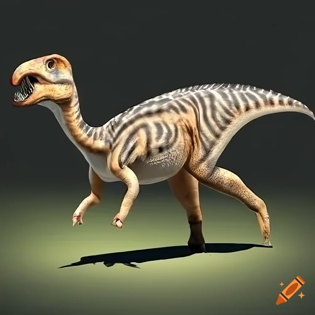 Colorful Hadrosaurus dinosaur with intricate pattern and detailed ...