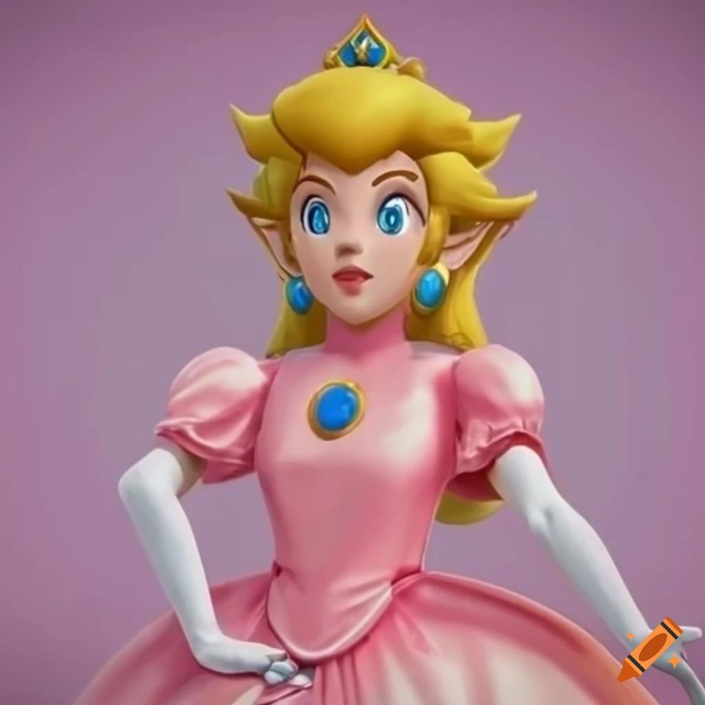 Princess Peach and Link in pink silk ballgowns