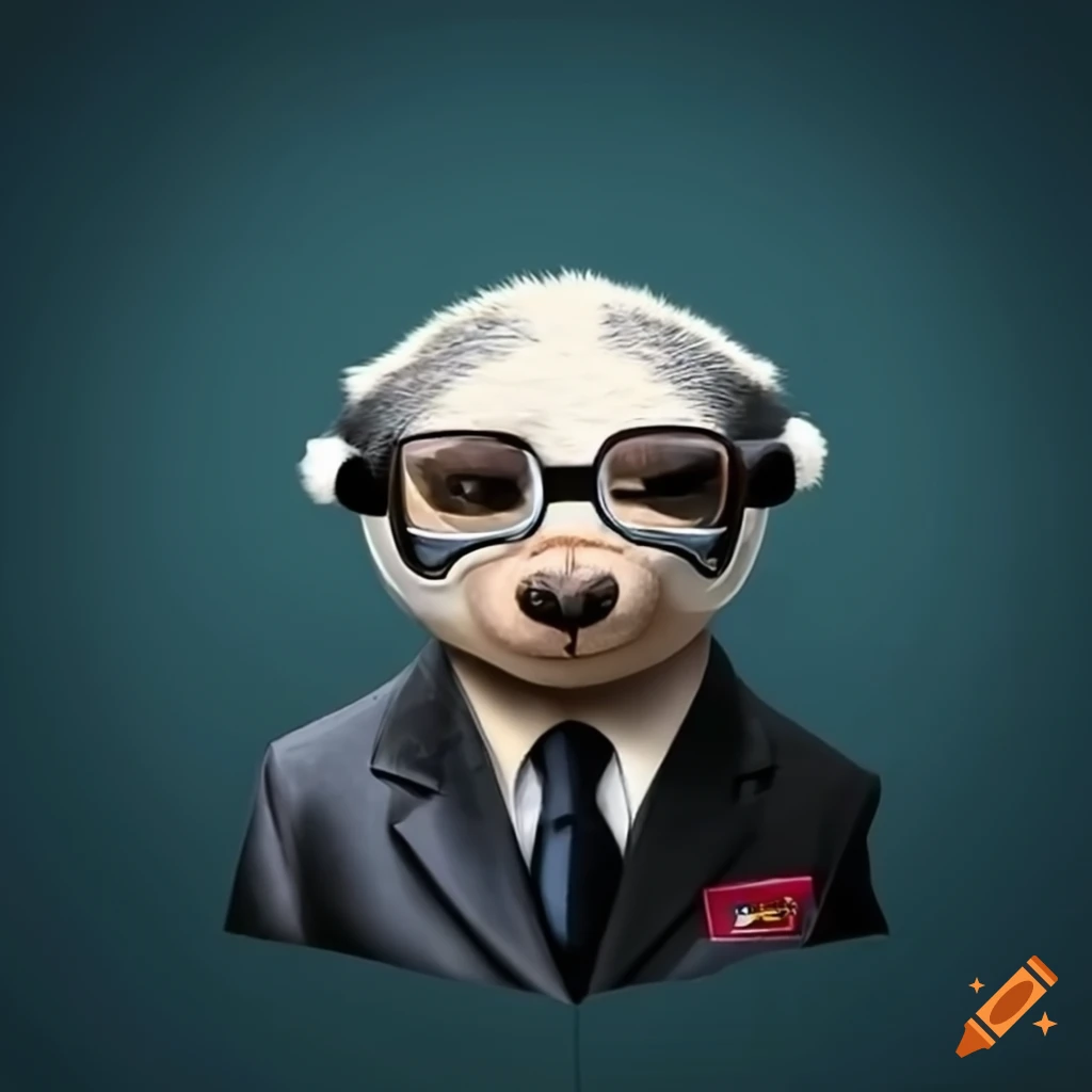 Badger wearing glasses and a suit on Craiyon
