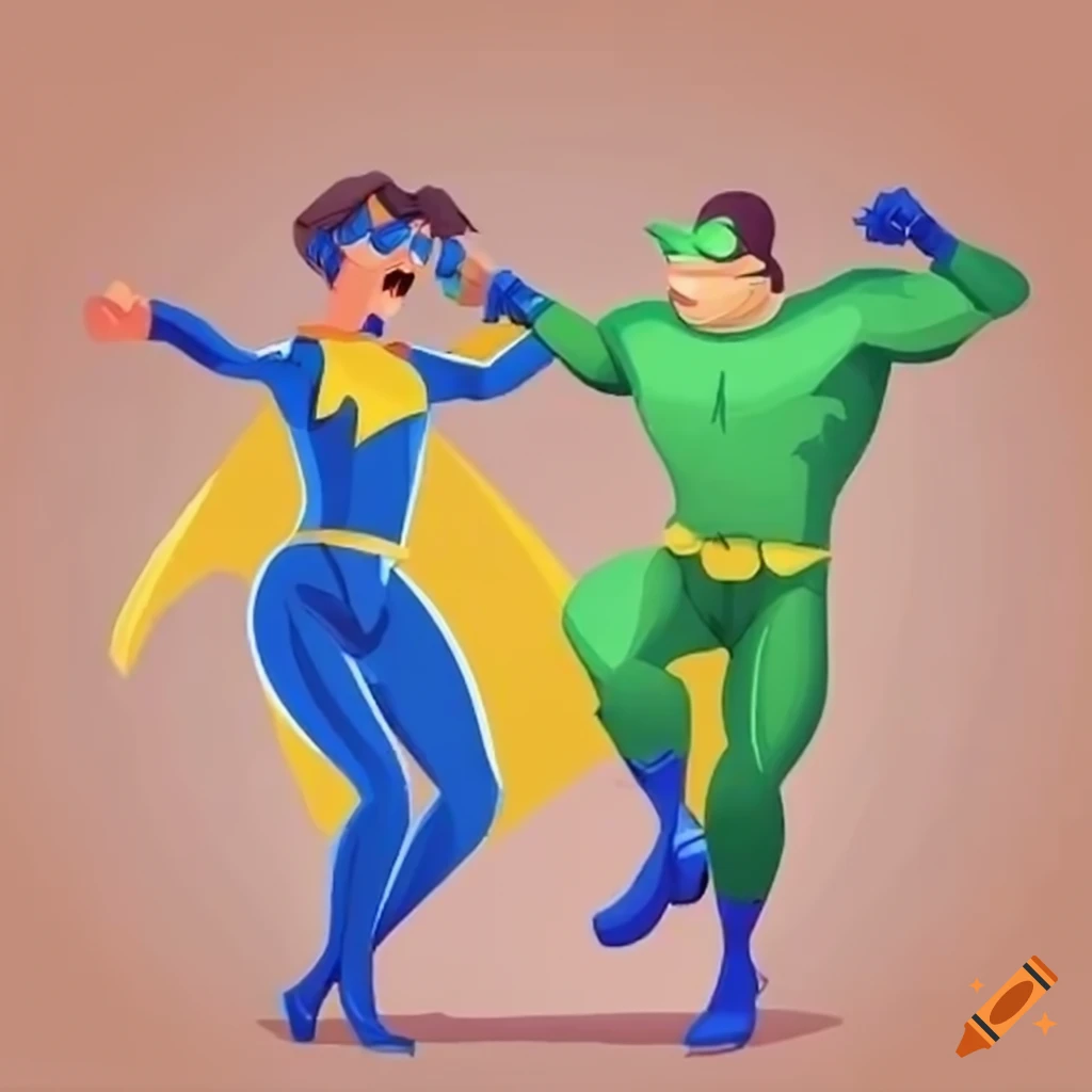 Superhero throwing a punch at villain named workday in colorful cartoon
