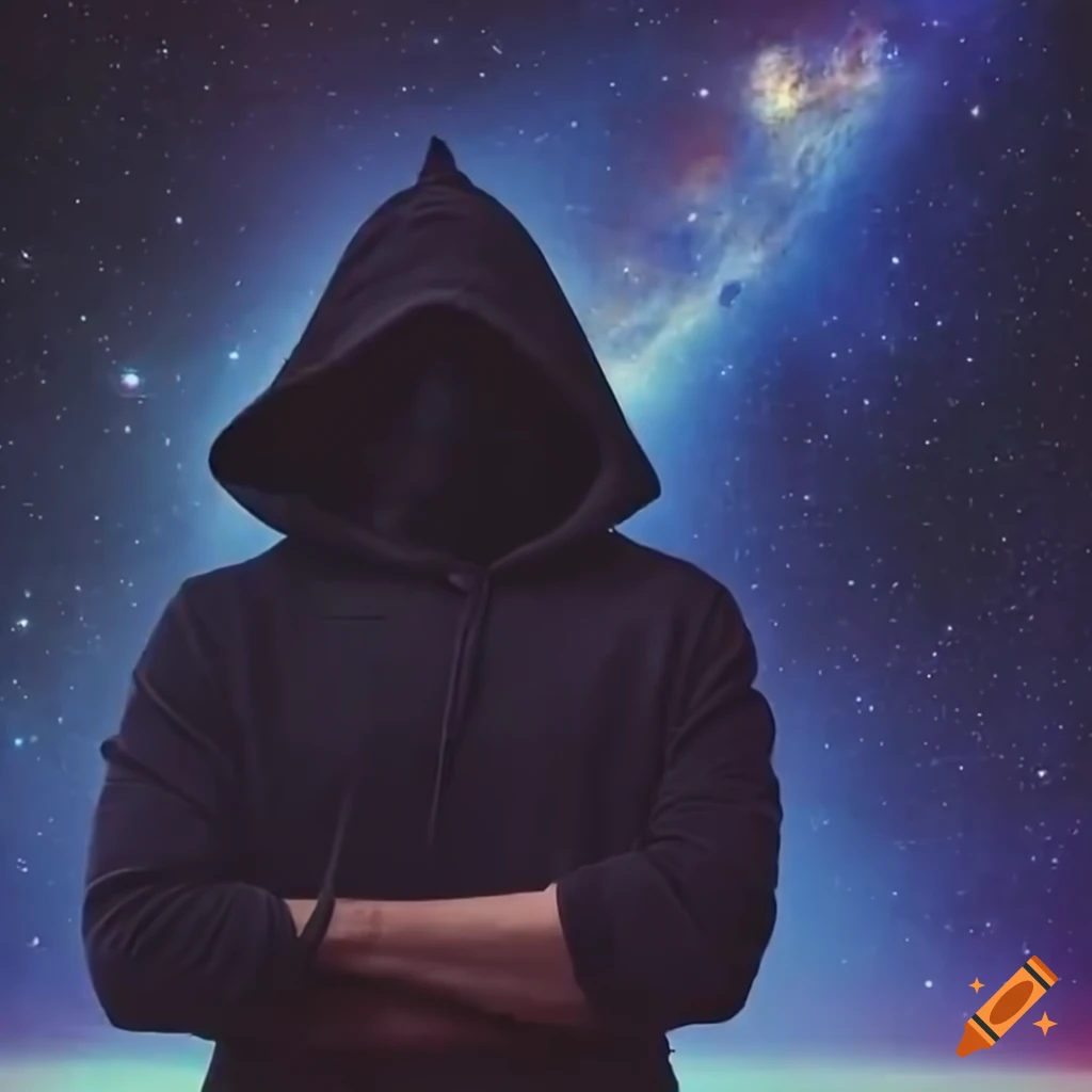 Man creating music in a spacethemed music studio surrounded by