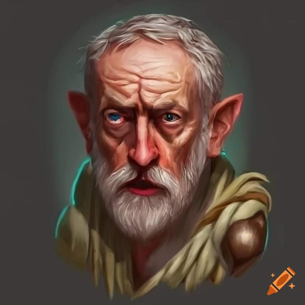 Character art of Jeremy Corbyn as a druid warrior