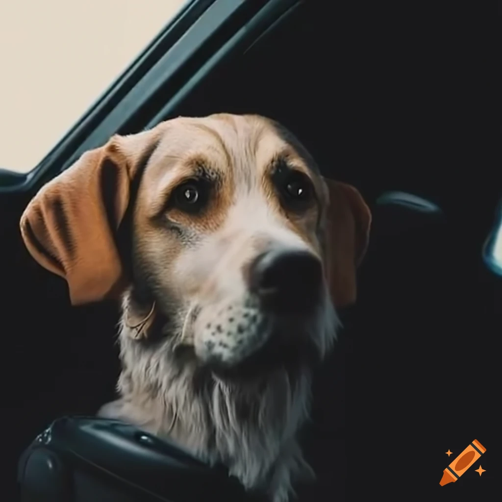 Dog riding in a vehicle on Craiyon