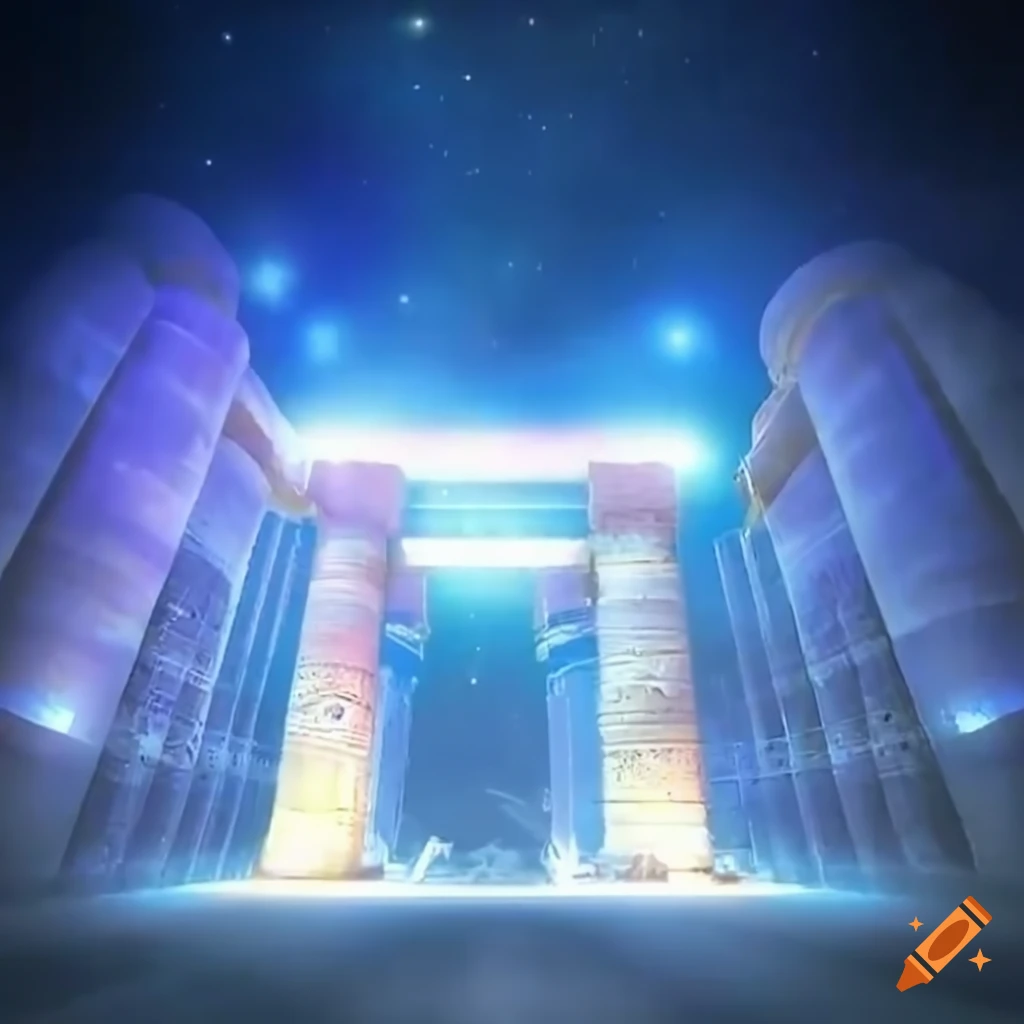 White light emanating from the Ramesseum temple in a space setting