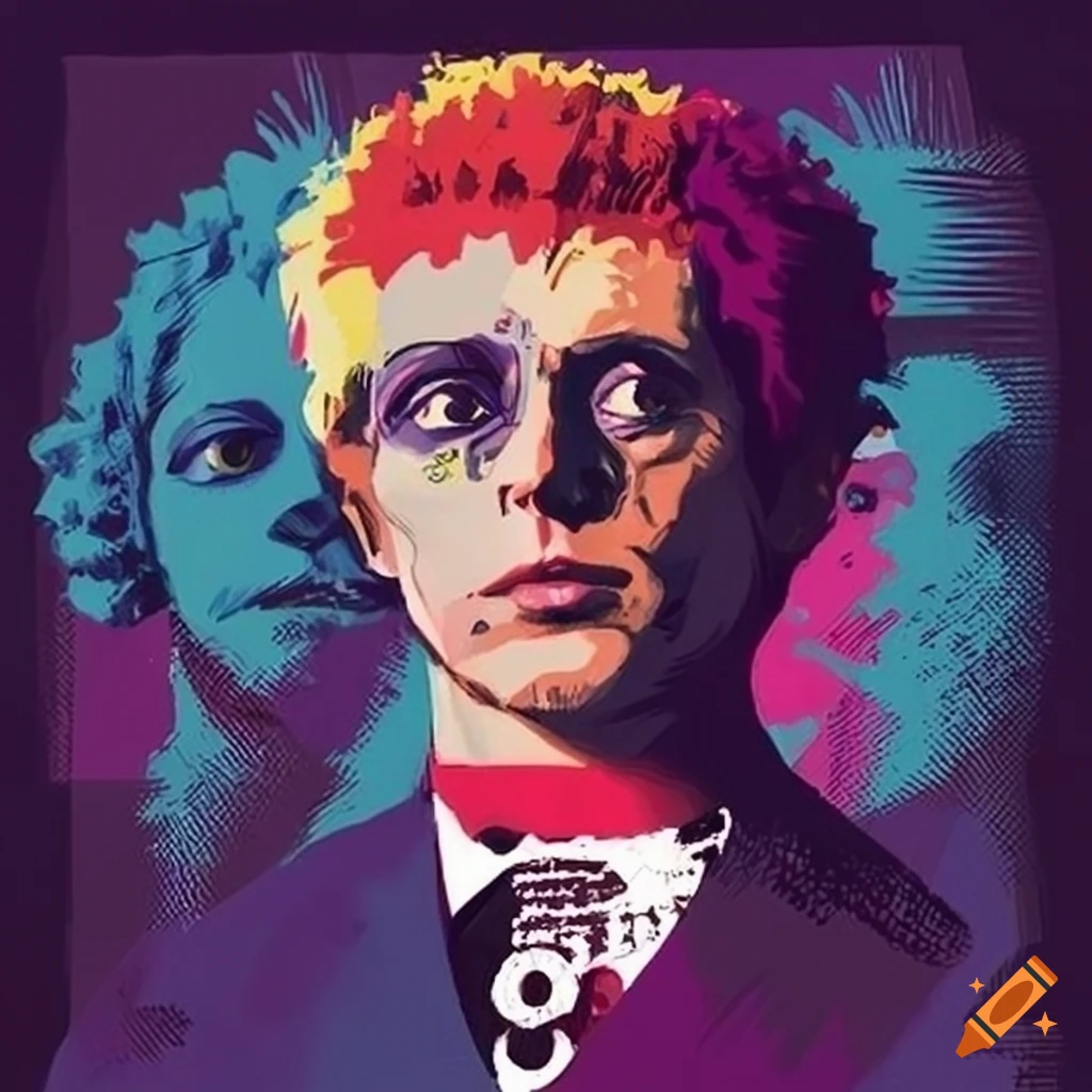 Punk popart depiction of king charles iii of england on Craiyon