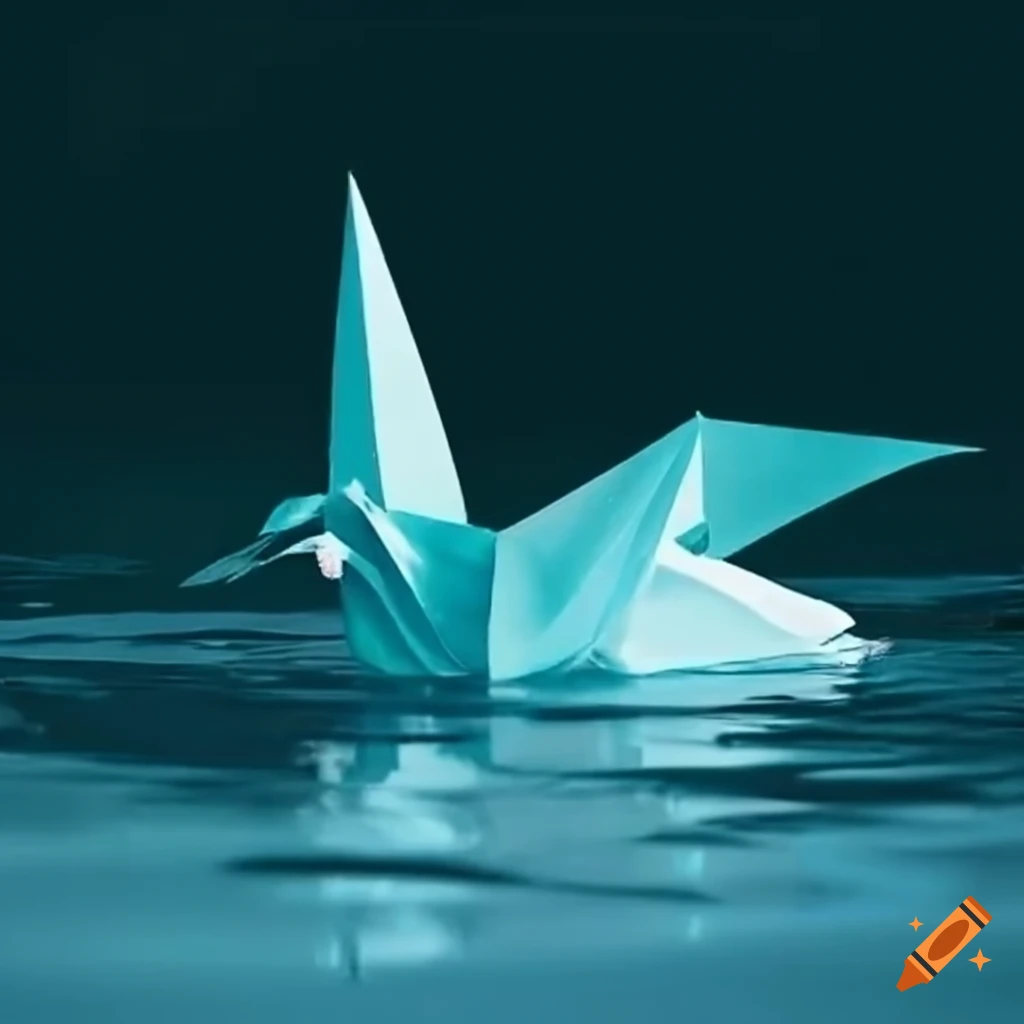 Paper crane floating on water
