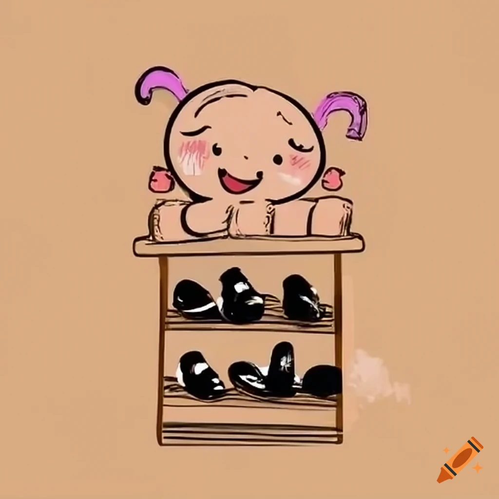 Cute sign reminding kids to put their shoes away in a cubby