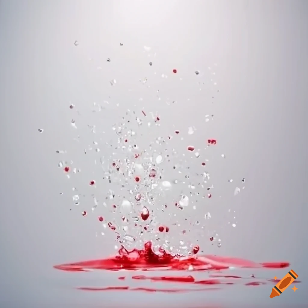 Innovative white background with liquid white fireworks under water and splashing red