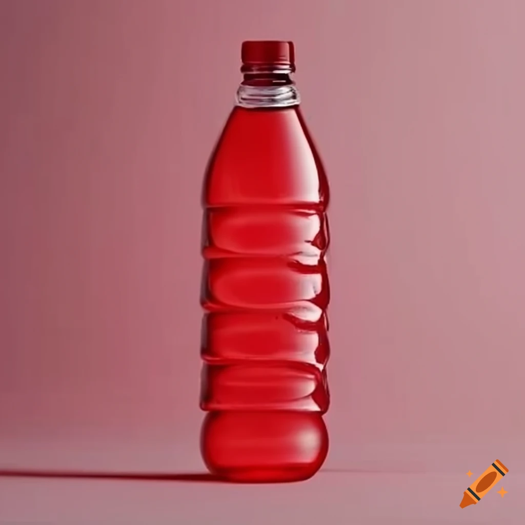 Red liquid in a plastic water bottle