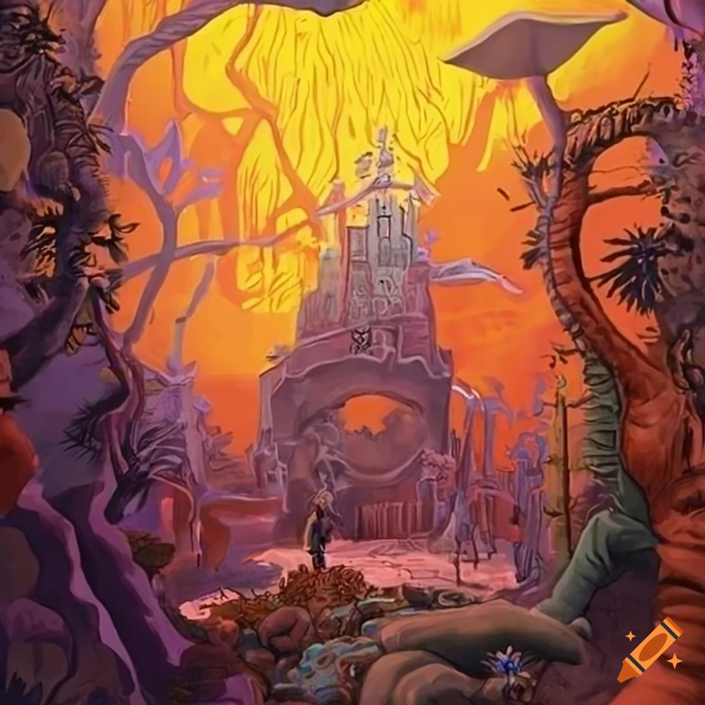 Vivid and detailed high definition graphic novel by james gurney on Craiyon