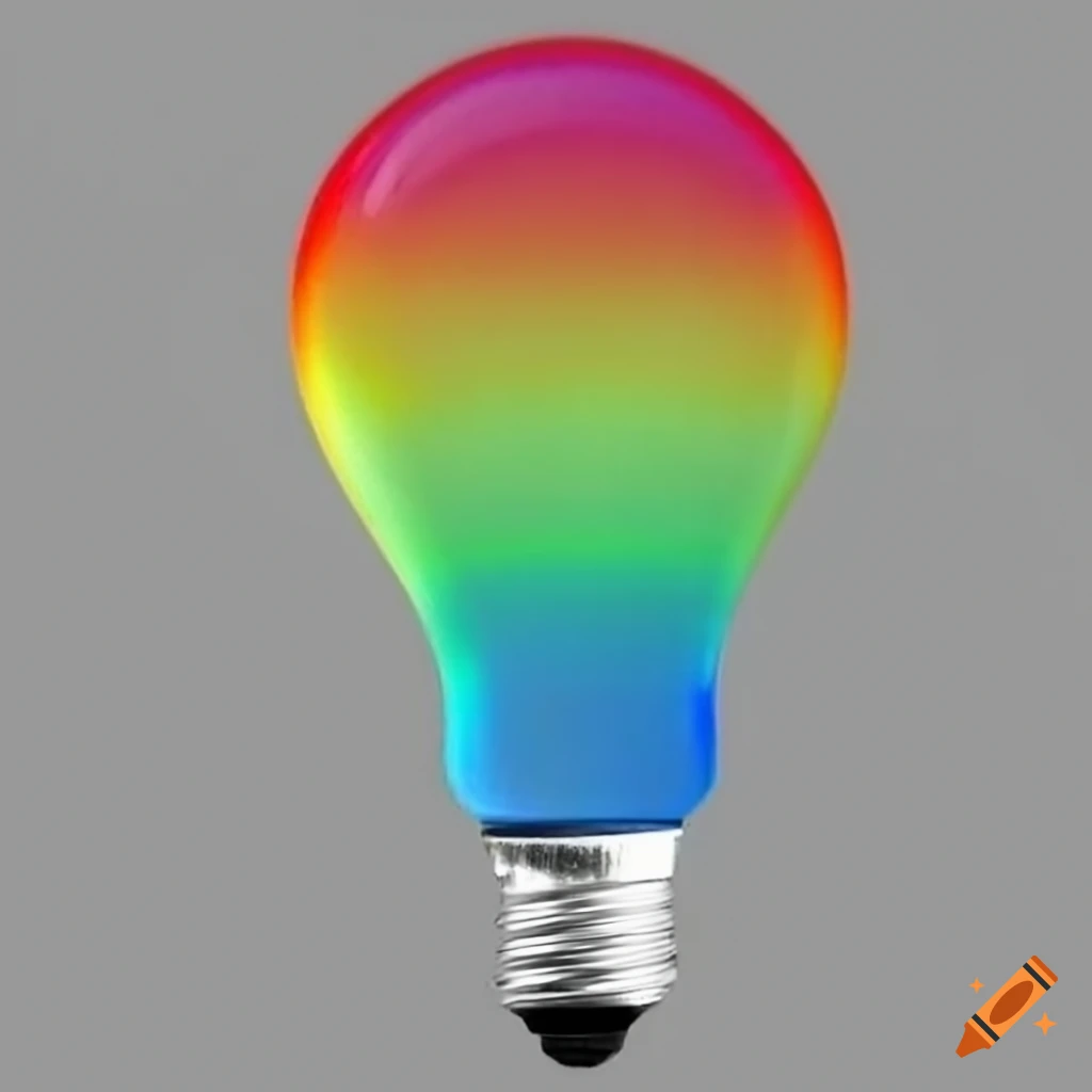 Colorful rainbow lightbulb on Craiyon