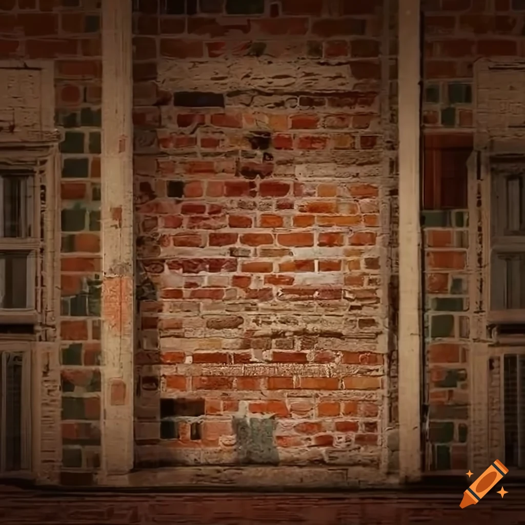 Beige wall with exposed bricks, New York City view from windows, and a small tapestry