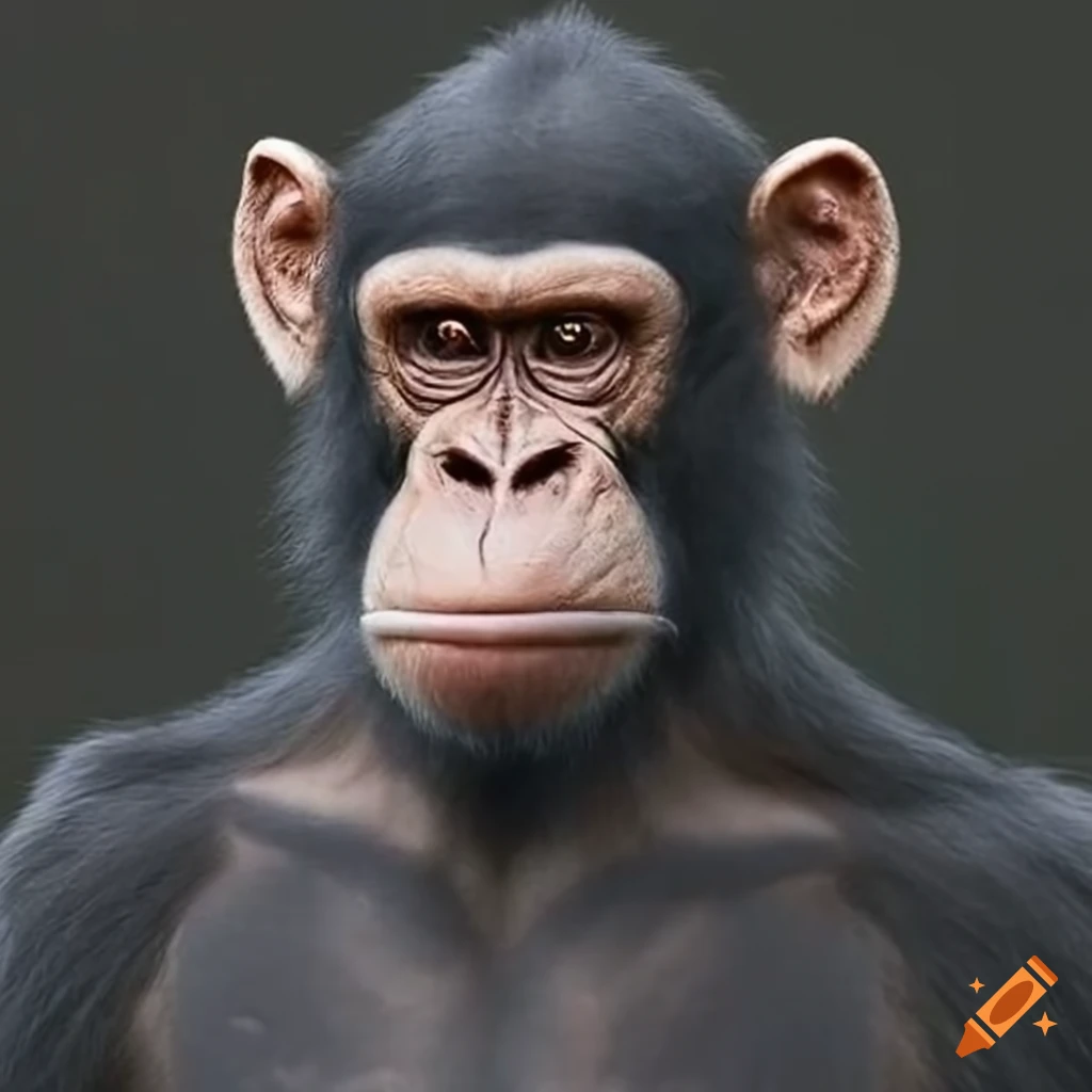 A confident and powerful ape, the leader of all apes on Craiyon