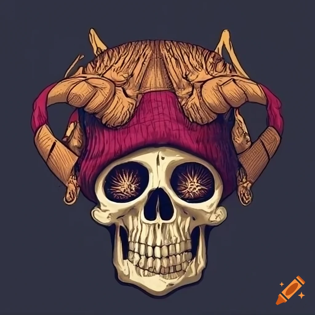 Jester hat on a skull