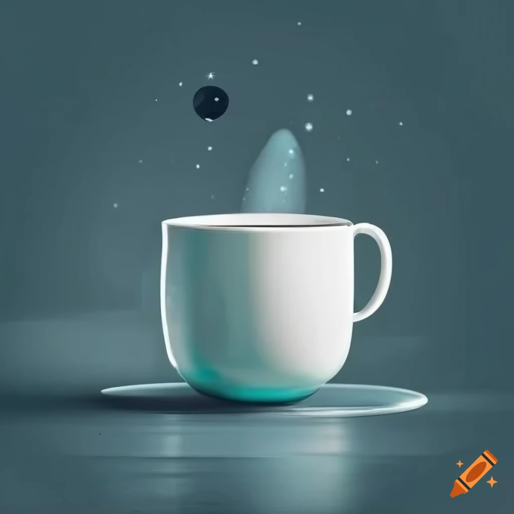 White tea cup with frothy steam in a space inspired design