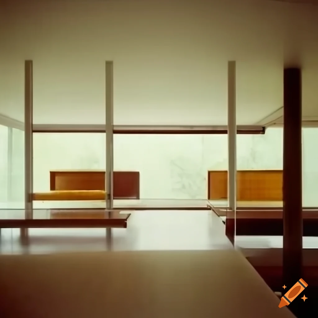 Interior shot of Farnsworth house in a liminal space